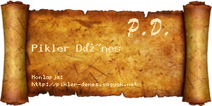 Pikler Dénes névjegykártya